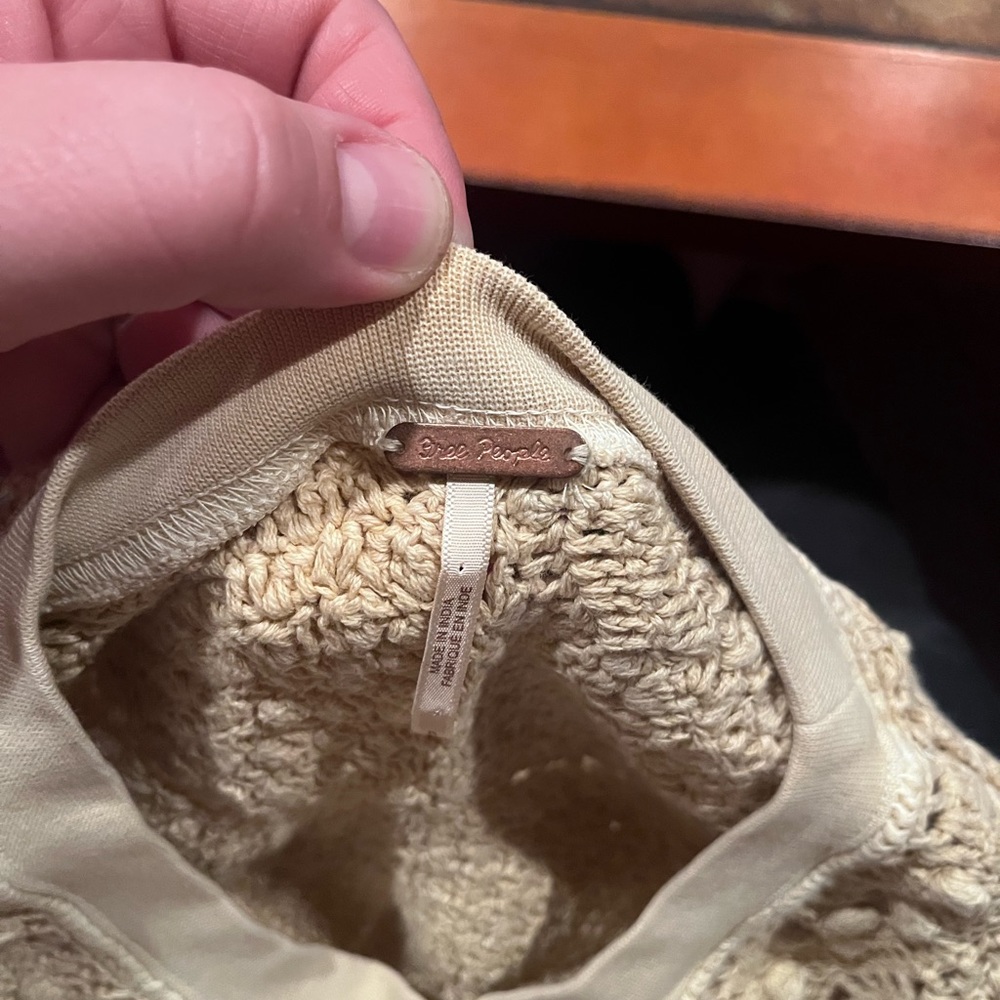 Tan Free People crop pullover